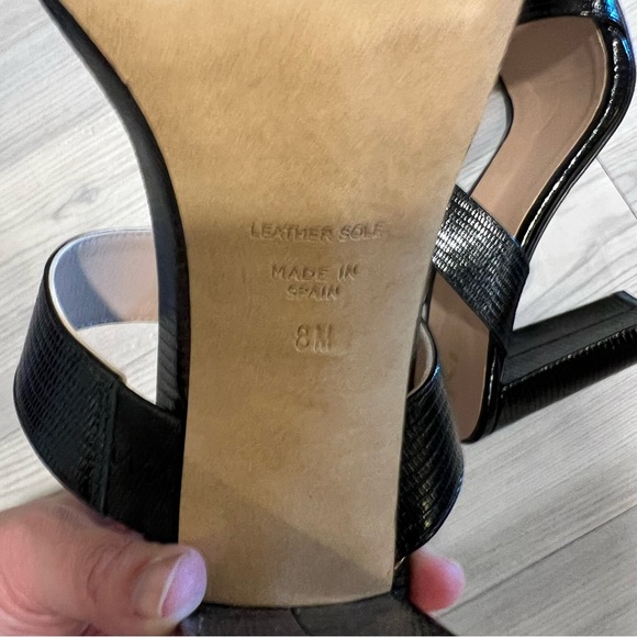 Inez sara black lizard emboss Sandals - Picture 7 of 9